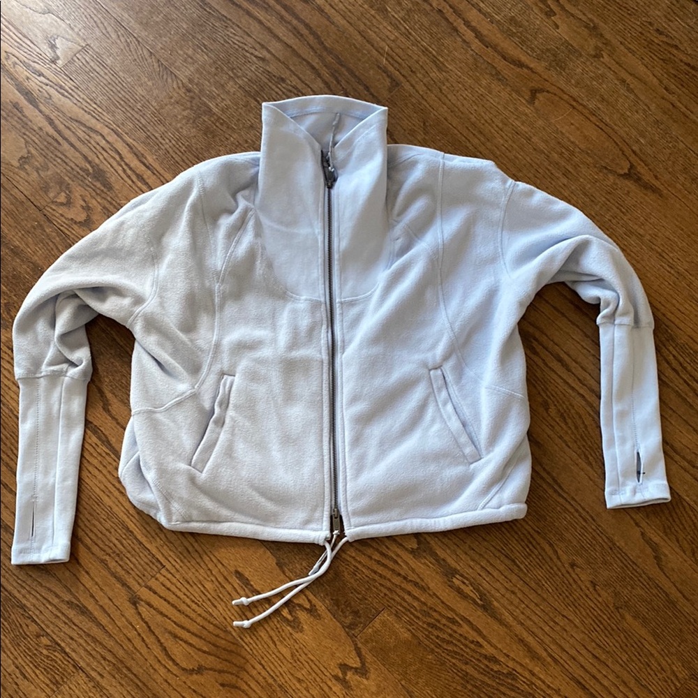 FP Movement Gray Teddy Jacket with High Collar and Adjustable Hem